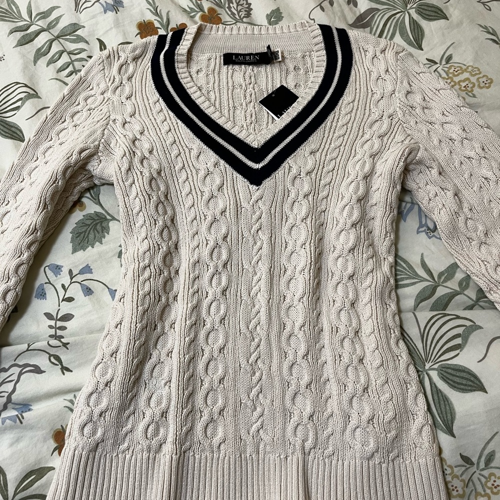 NWT Ralph Lauren cream cable knit sweater